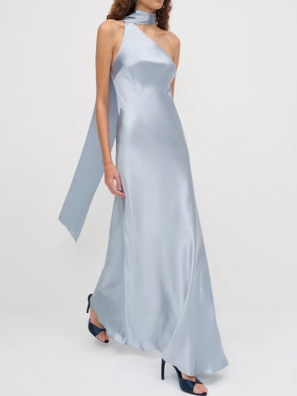 Reformation Jazzlyn Silk Dress Mineral Blue